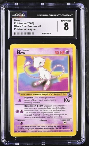 Pokémon English Mew 8 2000 Black Star Promos - WotC Pokémon League GRADED 8 - Picture 1 of 2