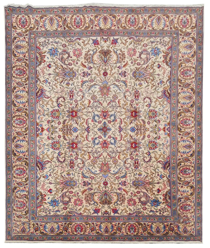 Amazing Hand Knotted Vintage Tribal Tabreez Wool Area Rug 13 x 10 Ft