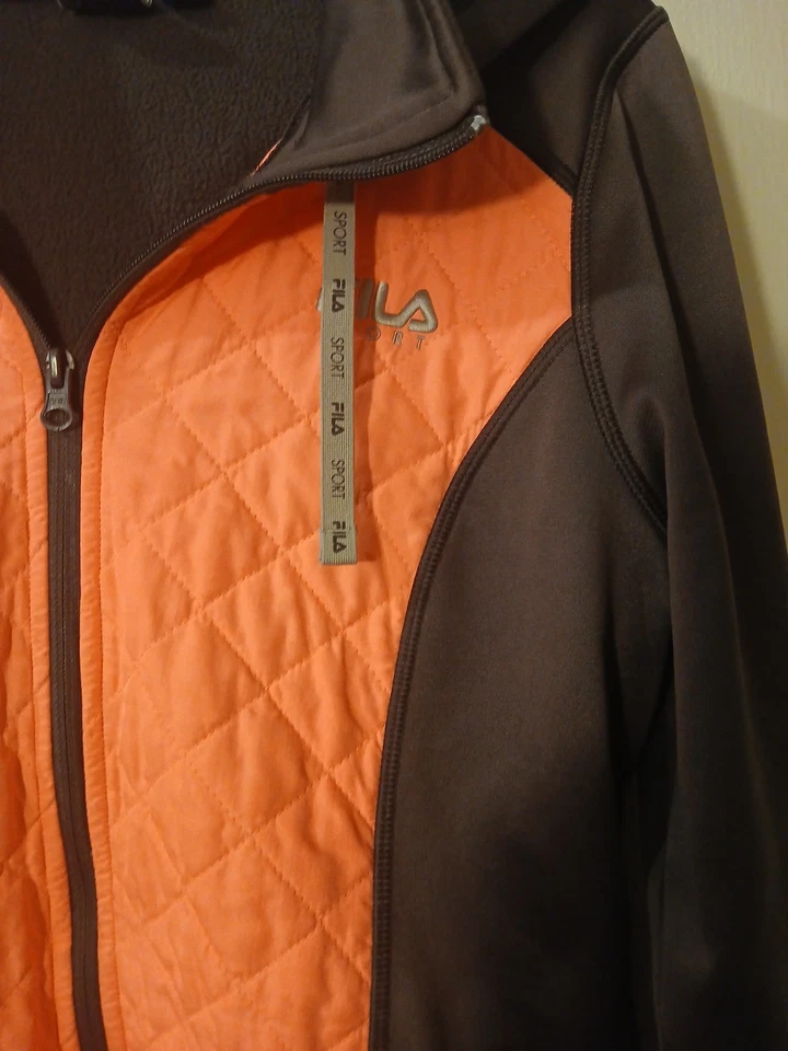 Chaqueta con Capucha Fila Sport Para Mujer Mediana Rosa Negra Acolchada Cremallera Completa Foto 3 de 4