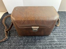 Vintage Brown Faux Leather Hard Camera Case Shoulder Strap SLR1600