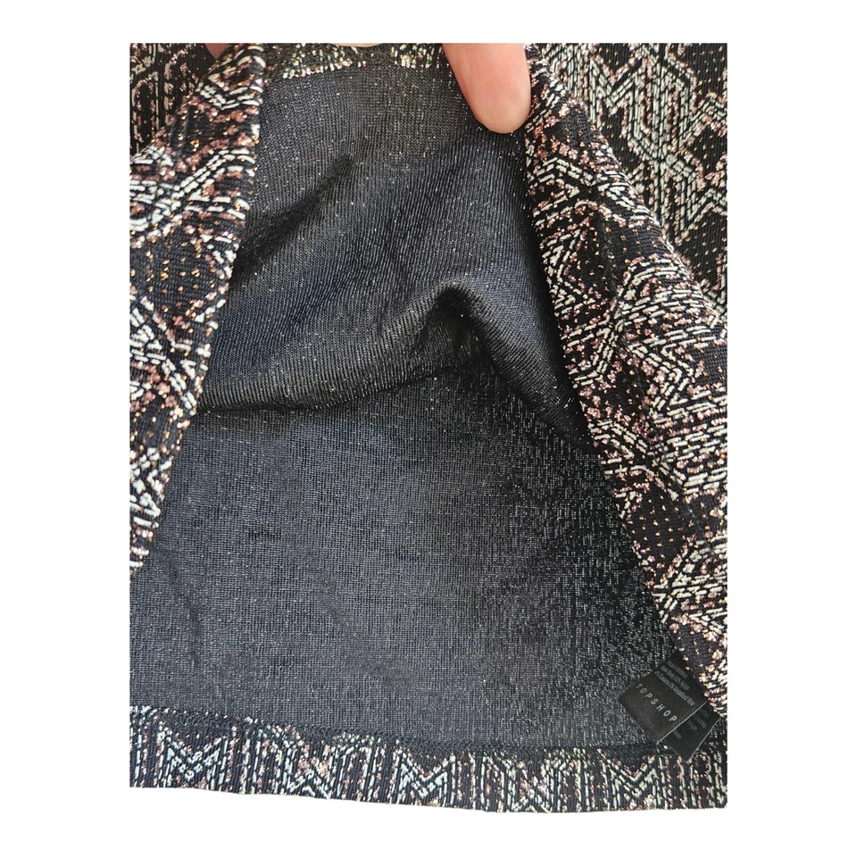 Blusa TOPSHOP Mujer 2 Top Recortado Manga Larga Forrada Metálica Elastizada Geométrica Foto 4 de 4