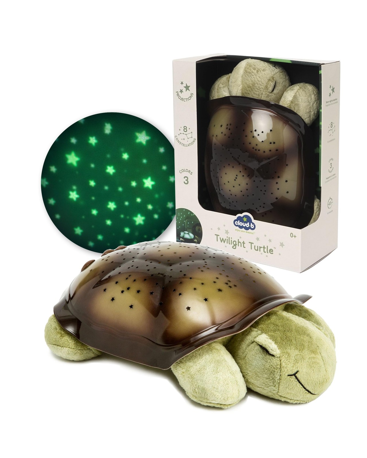 Veilleuse Peluche Twilight Turtle pour apaiser la peur du noir de bébé avec étoiles