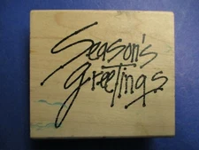 ANNETTE WATKINS SEASONS GREETINGS RUBBER STAMP WOOD MTD G1525