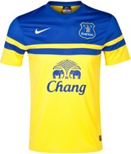 EVERTON 2013/14 AWAY (L) YELLOW/BLUE NIKE SH/SLEEVE SOCCER FOOTBALL SHIRT JERSEY