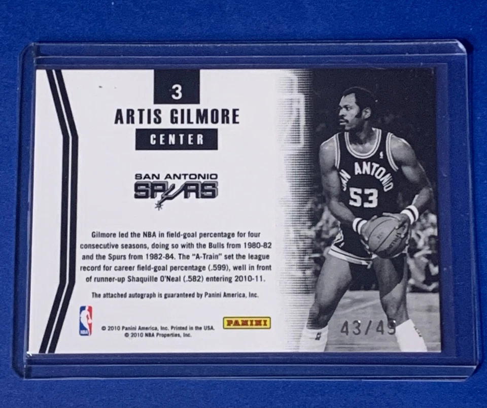 2010-11 Donruss Masters AUTO 43/49 Artis Gilmore #3 HOF Basketball Card R3 - Image 3 of 4