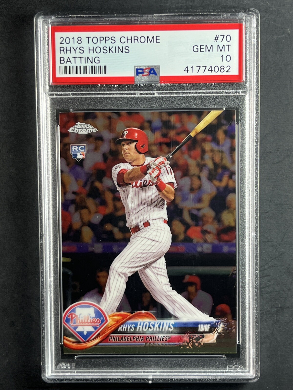 Rhys Hoskins 2018 Topps Chrome Phillies Rookie Card #70, PSA 10💎