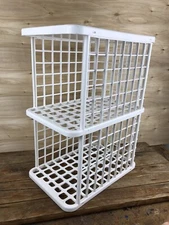 YAFFA Blocks 2x Stacking Plastic Storage Bins Crate Shelf Modern White 1980s