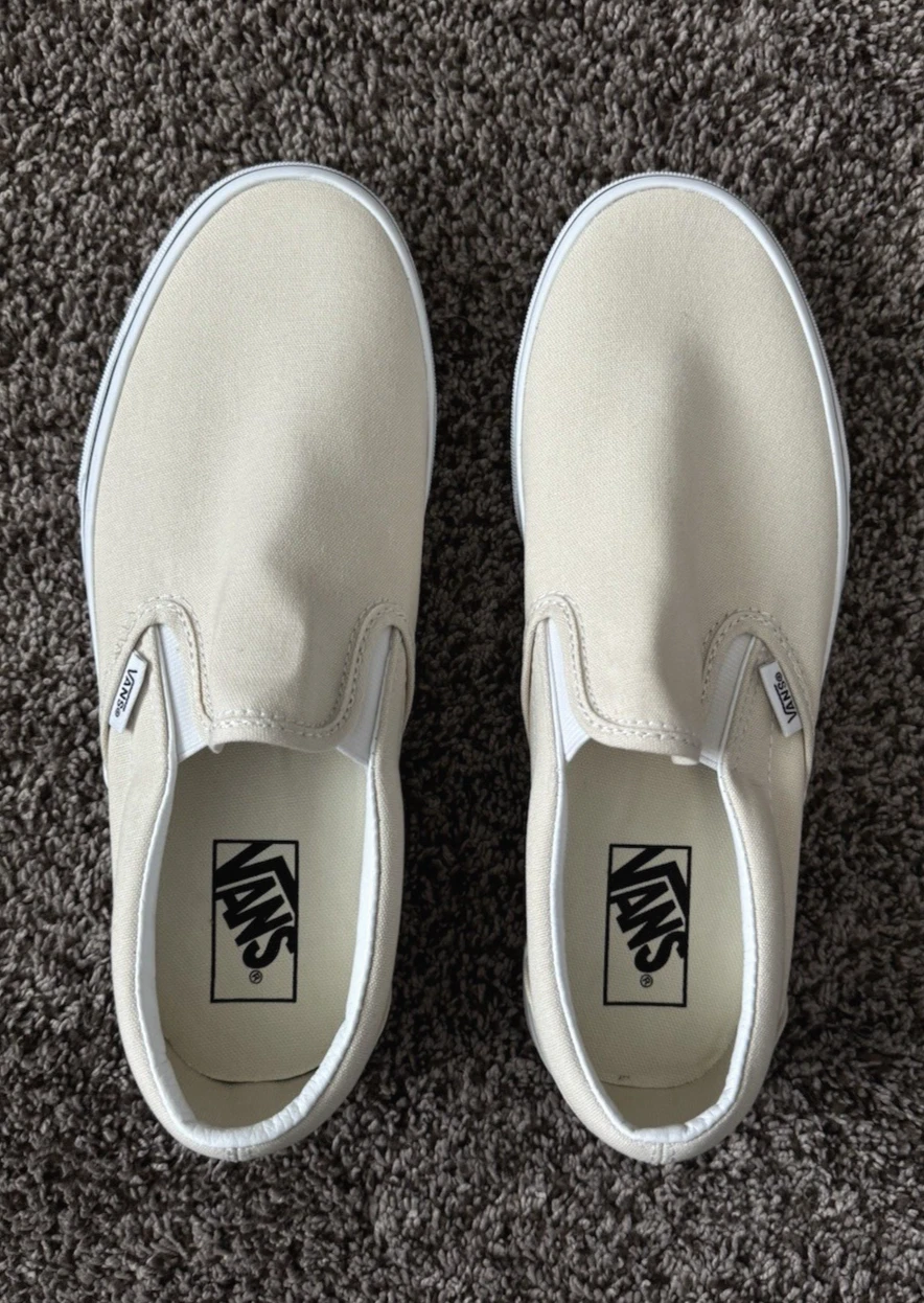 Scarpe da skate Vans classiche slip on in tela marrone uomo 8 donna 9 5 mai indossate