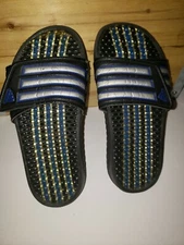 Adias Slip On Slide Adjustable Sandals US Mens 4 Black And Silver