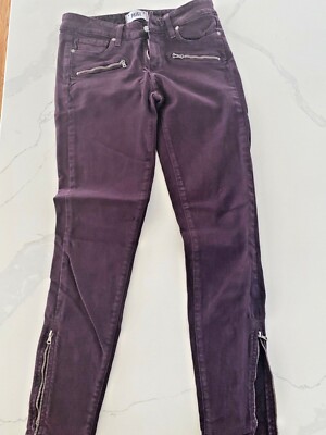 PAIGE Burgundy Stretch Skinny Jeans with Ankle zippers Size 27