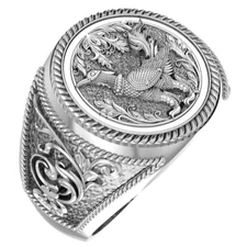 925 Sterling Silver Swan Ring Punk Gothic Biker Golden Bird Phoenix Jewelry