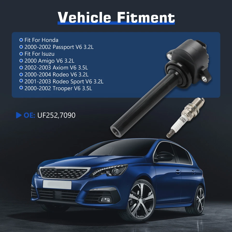 6x ignition coils+6x Iridium Spark Plugs for 2000-2002 Honda Passport UF252+7090 - Image 2 of 4