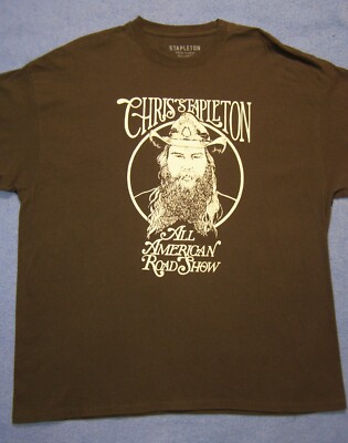 Chris Stapleton All American Road Show Concert Tour T-Shirt Brown Shirt Size 2XL