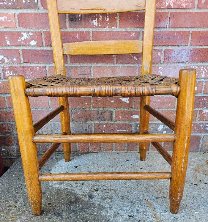 Antique Amish Shaker Chair Hickory Ladder Back Rush Woven Seat #1