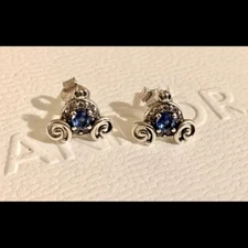 NEW Genuine Pandora Disney Cinderella's Pumpkin Coach Stud CZ Earrings 299193C01