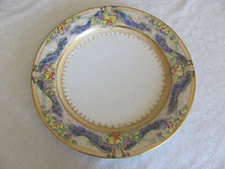 Antique Peacock Pattern w Fruit & Flowers-Gold Trim-12" Round Platter/Chop Plate
