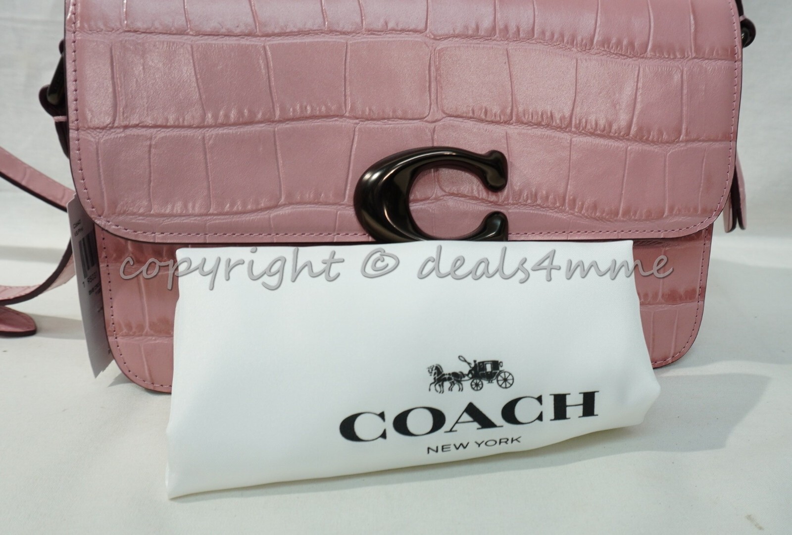 NWT Coach C6640 Croc-Embossed Studio Shoulder Bag in Pink $495 image 3