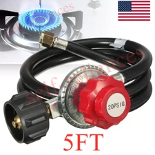 5FT Hose High Pressure Propane Gas Regulator LPG BBQ Grill Tank Adjustable USA