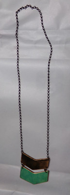Vintage Unique Copper Chevron Panels 25'' Necklace