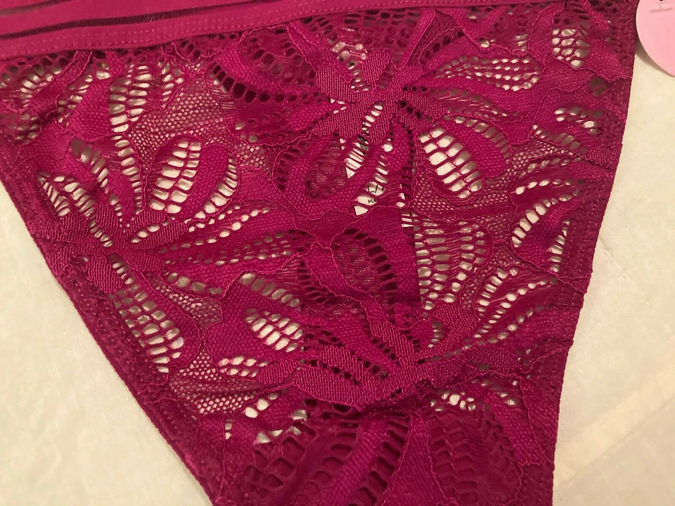 Ambrielle Mujer Nuevo Color Vino Lote De 6 L Grande (7) Tanga Tanga De Tiro Bajo Encaje Bragas Foto 4 de 4