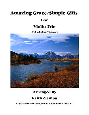Violin Trio - Amazing Grace / Simple Gifts sub. viola part 4:10 long NEW 