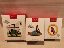 2023 Set of 3 Hallmark Ornaments Wizard of Oz Poppies' Spell Red Slippers Horse