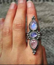 Rose Quartz Gemstone 925 Sterling Silver Handmade Statement Ring All Size R250