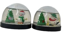 VINTAGE 2 CHRISTMAS SNOW WATER GLOBE Dlx. Wat...