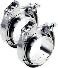 2pcs 3.5 Inch V Band Clamp With Flange Male Female Stainless Steel