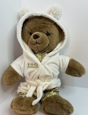 12" FAO SCHWARZ PLUSH TEDDY BEAR DRESSED IN ROBE GIRAFFE PRINT PAJAMAS 2021 VG