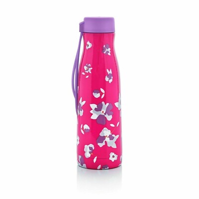 Tupperware Thermoflasche Fashion Flask 410 Ml – Pink Mit Blumenmuster, Ideal Für Unterwegs