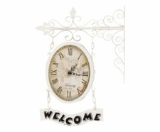 OROLOGIO A MURO WELCOME CON STAFFA IN FERRO OROLOGIO STAZIONE DOPPIO QUADRANTE
