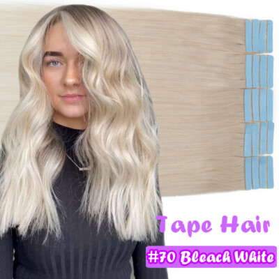Seamless Thick Tape In Remy Human Hair Extensions Skin Weft Full Head 12 14 16in