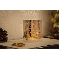 Led Windlicht Metall Oval Schlitten Silber 85504-19 Weihnachten Kerze Licht Deko