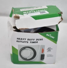 BN-Link Heavy Duty Mechanical 24 Hour Timer Dual Outlet 3 Prong Accurate Indoor