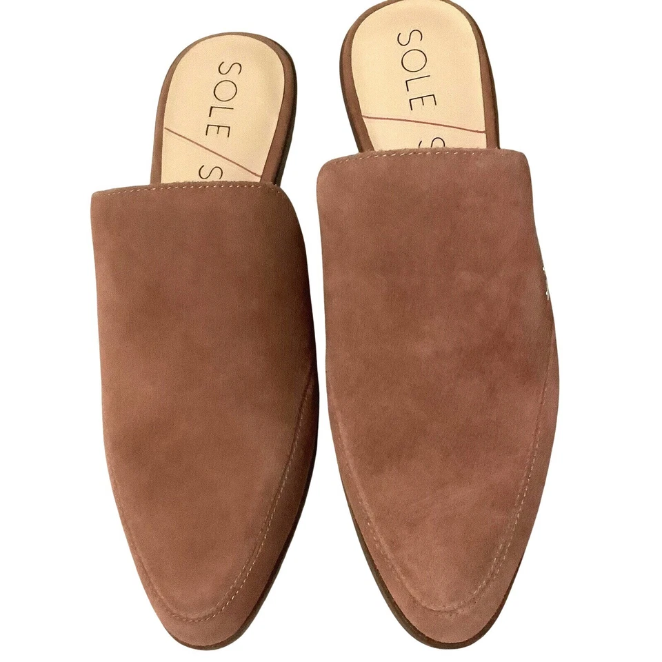 Sole Society Ellyanah Suede Leather Slip-On Mules Rose Brown Slides Womens 8.5 - Image 2 of 4
