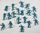 19 Vintage Davy Crocket Alamo Ft Apache Frontiersman Blue Plastic MARX Original