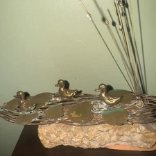 Bijan J Bijan Lily Pond Sculpture Vintage Bronze Sculpture