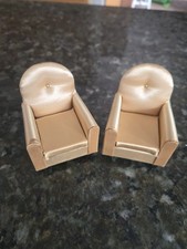2 Vintage Petite Princess Miniature Dollhouse Furniture Gold Guest Armchairs