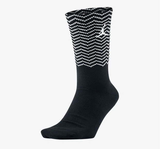 NIKE AIR JORDAN Retro 12 XII Crew Socks - Black & White - Mens Size Large 8 - 12