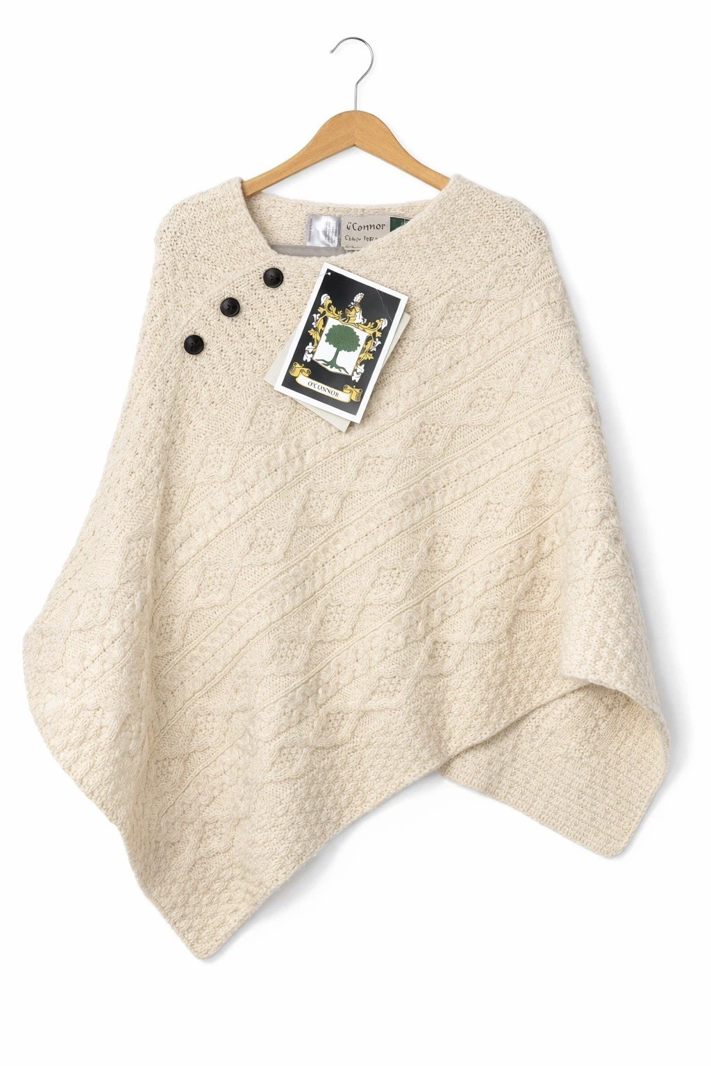 O’Connor Of Ireland One Size BNWT 100% Merino Wool Aran Knit Poncho
