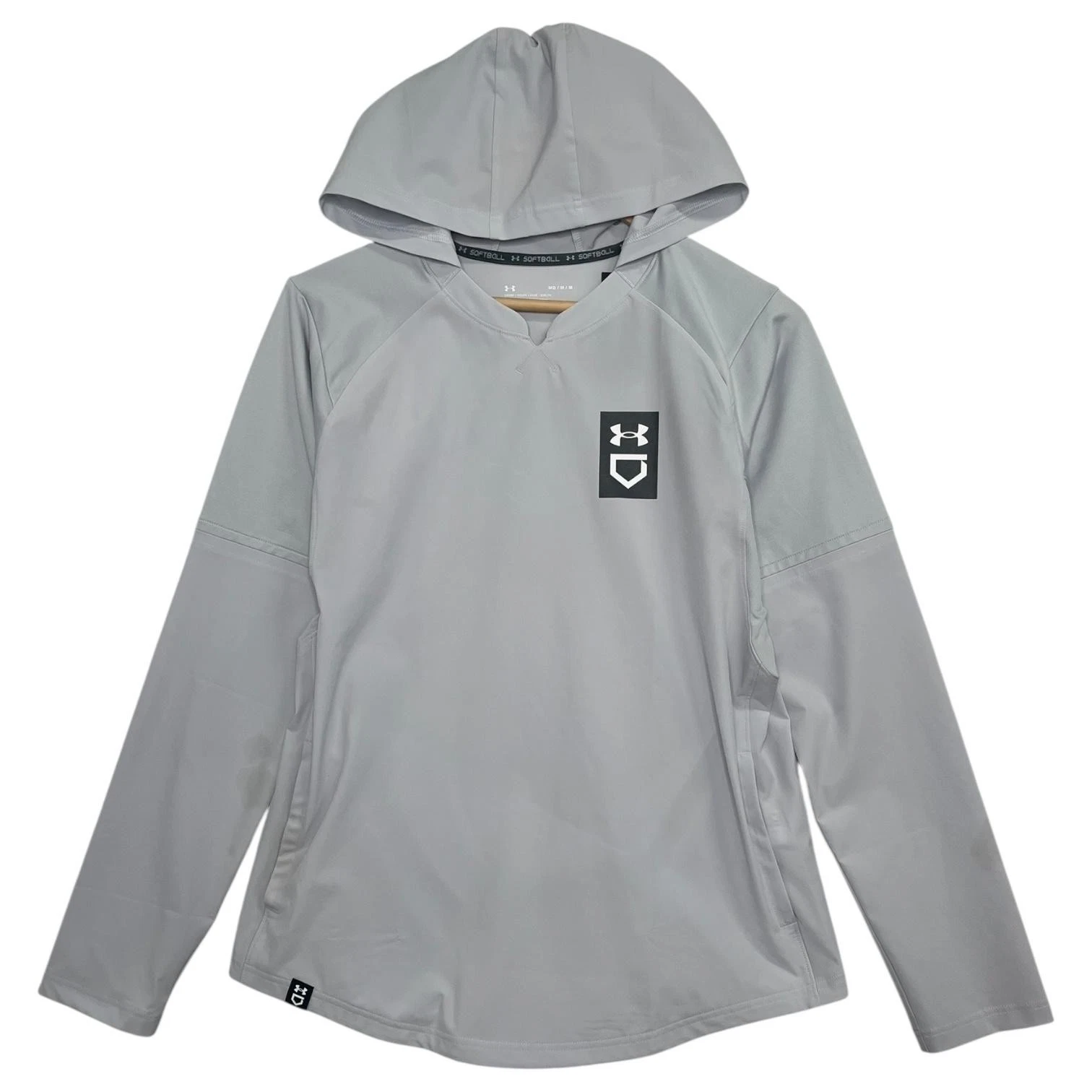 Under Armour Softball Hoodie Womens Medium Gray Lightweight Pullover V Neck