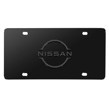Nissan New Logo 3d Dark Gray Logo On Black Stainless Steel License Plate