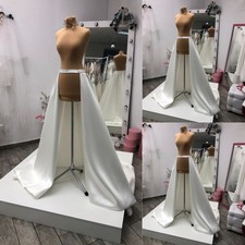 Wedding Detachable Skirt Removable Train White Ivory Satin Bridal Overskirt