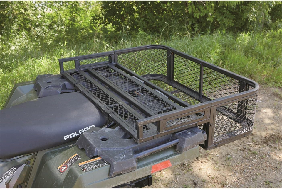 ATV Rear Drop Basket Cargo Carrier Rack, Heavy-Duty Steel, 29.5
