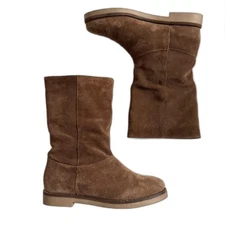 Coolway Anthropologie Brown Suede Flat Mid-Calf Boots 6.5 / 37