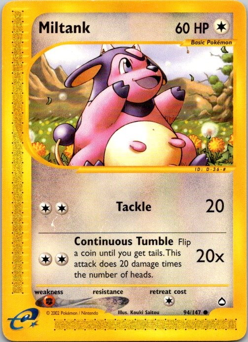 Miltank 94/147 Common Aquapolis Pokemon Lightly Played