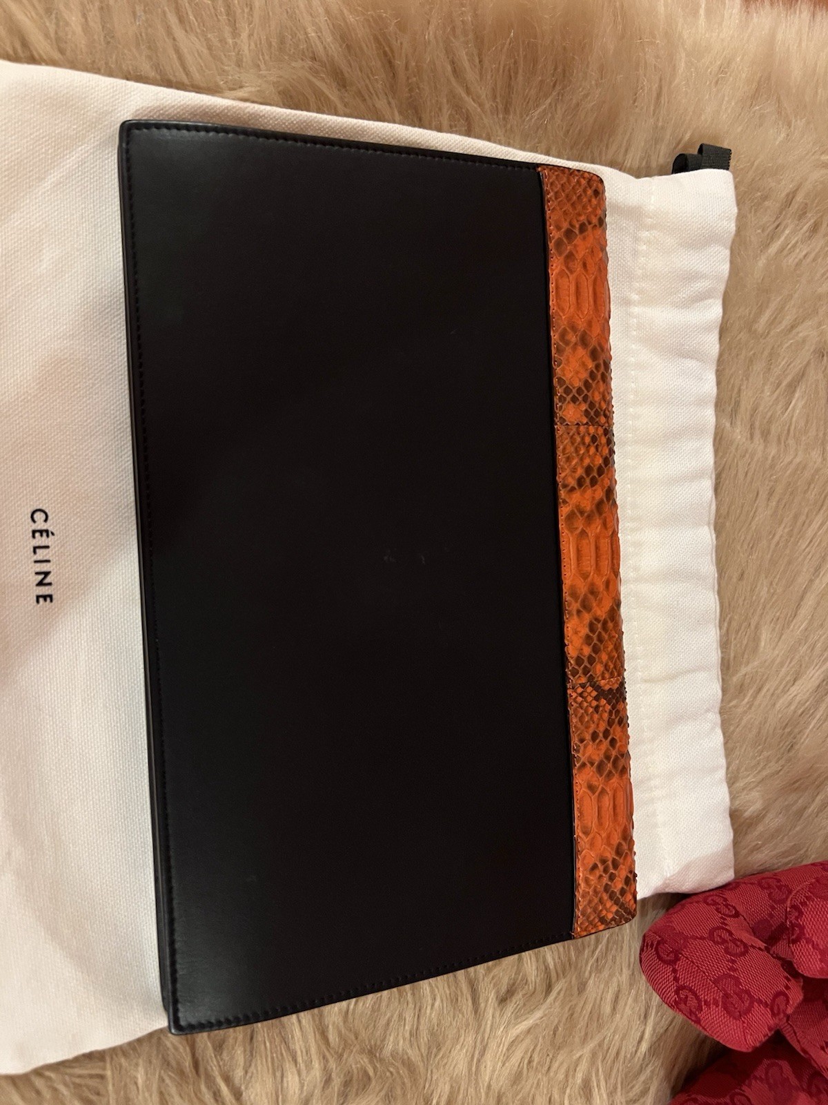 Celine Tri-Color Python-Trimmed Pocket Clutch Pre… - image 3