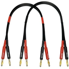 Banana Plug Male to Male Speaker Cable 12 Gauge, 2 Feet, 680 Strands, 2-Pack