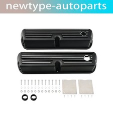 For Small Block Ford 302 351w Full Finned Tall Aluminum Valve Covers Black